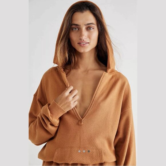 Free People Beach Kickin’ It Hooded Romper Bright Cider color Size Medium - Picture 14 of 14